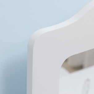 Coiffeuse enfant design scandinave - tabouret inclus - 2 tiroirs, niche, miroir - bois pin MDF blanc