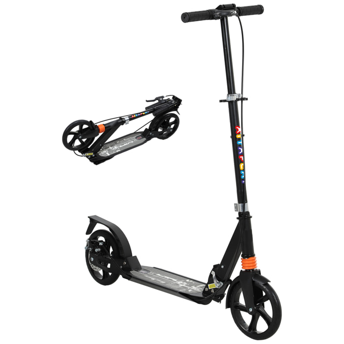 Trottinette pliable enfant 6-12 ans hauteur guidon réglable freins suspensions AV/AR béquille noir