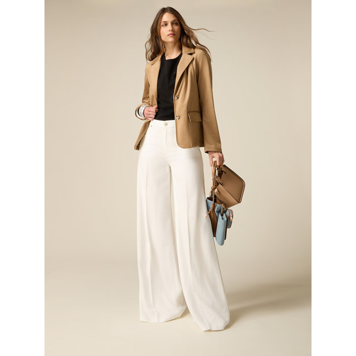 Oltre - Pantaloni palazzo in tencel - Bianco