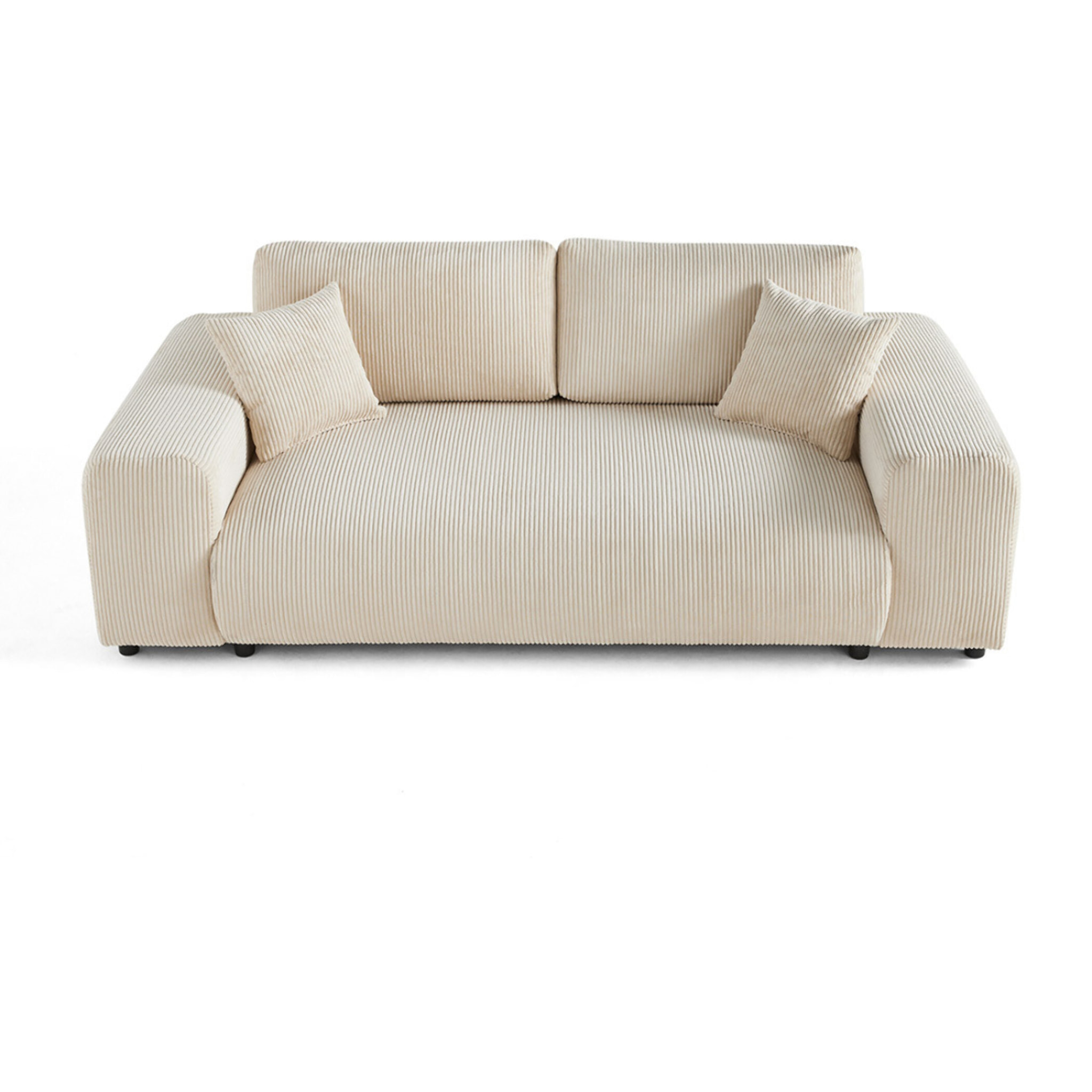 Garance - canapé droit 3 places - en velours côtelé - Beige