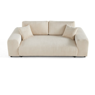 Garance - canapé droit 3 places - en velours côtelé - Beige