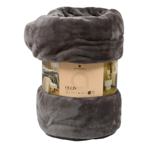 Plaid flanelle Ollis gris foncé 260x240cm