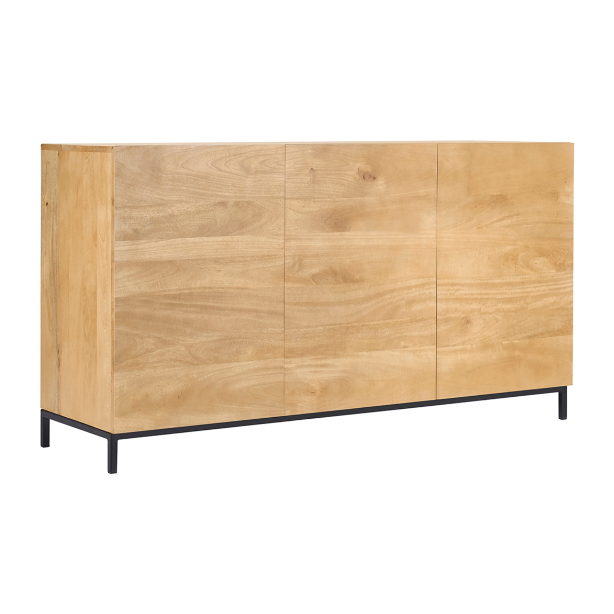 Buffet industriel en bois manguier massif et métal noir 3 portes L145 cm YPSTER