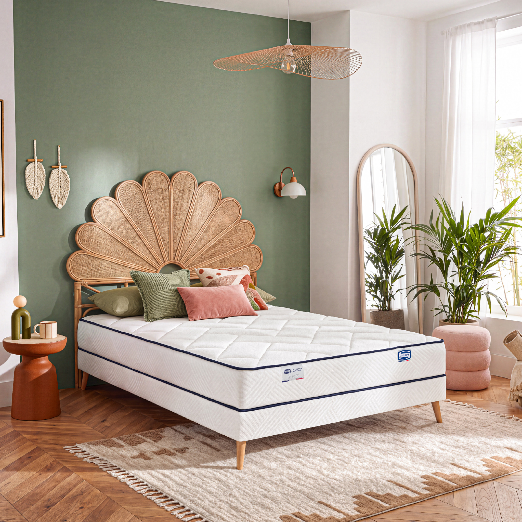 Ensemble L'EVIDENT, matelas ressorts ensachés, ferme, H23 + sommier