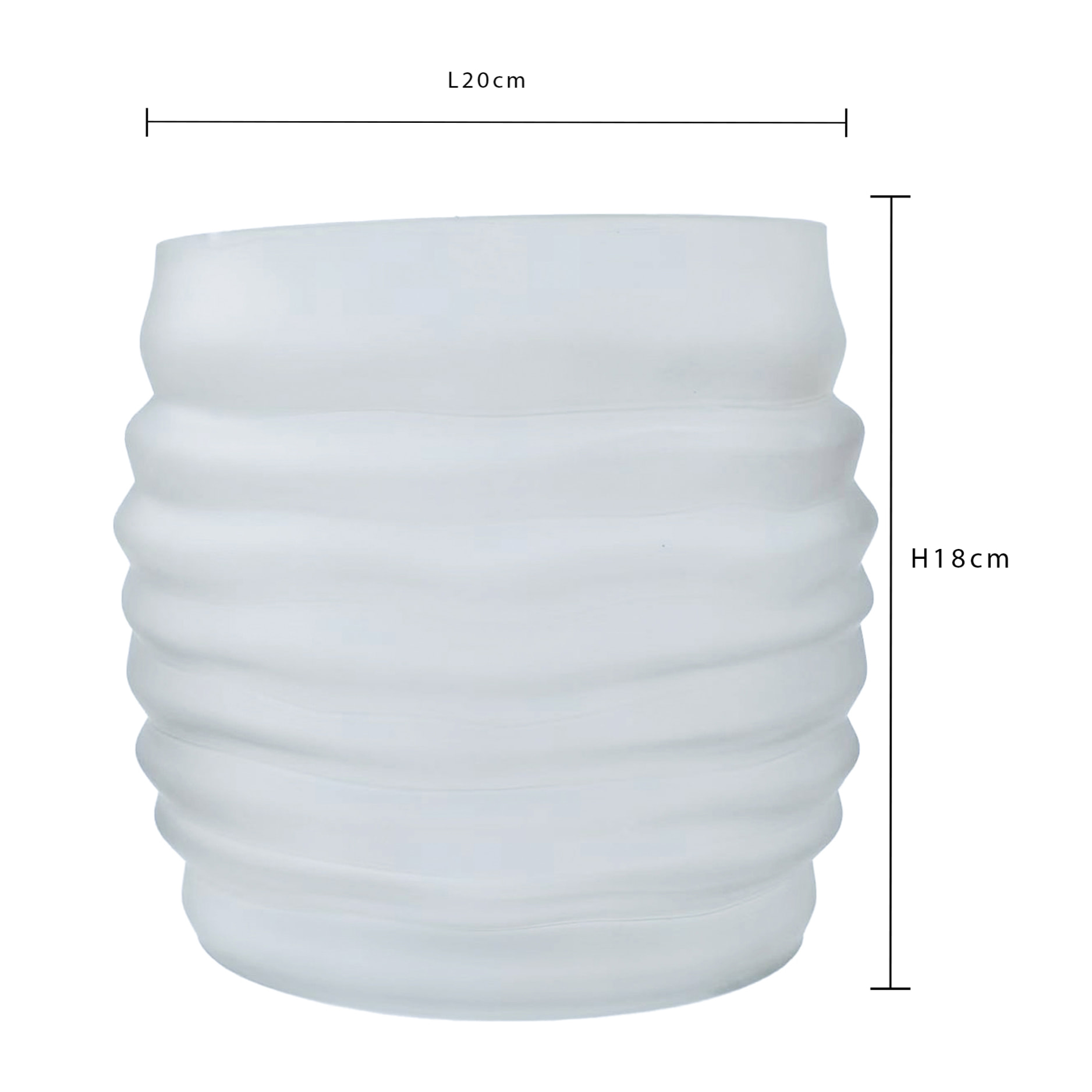 Vaso Ovale Righe Rilievo H18 Cm - Pezzi 2 - 20X18X8cm - Colore: Bianco - Bianchi Dino - Decori Casa E Complementi