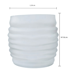 Vaso Ovale Righe Rilievo H18 Cm - Pezzi 2 - 20X18X8cm - Colore: Bianco - Bianchi Dino - Decori Casa E Complementi