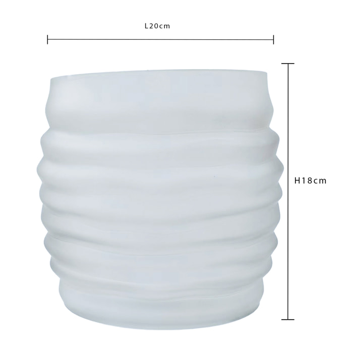 Vaso Ovale Righe Rilievo H18 Cm - Pezzi 2 - 20X18X8cm - Colore: Bianco - Bianchi Dino - Decori Casa E Complementi