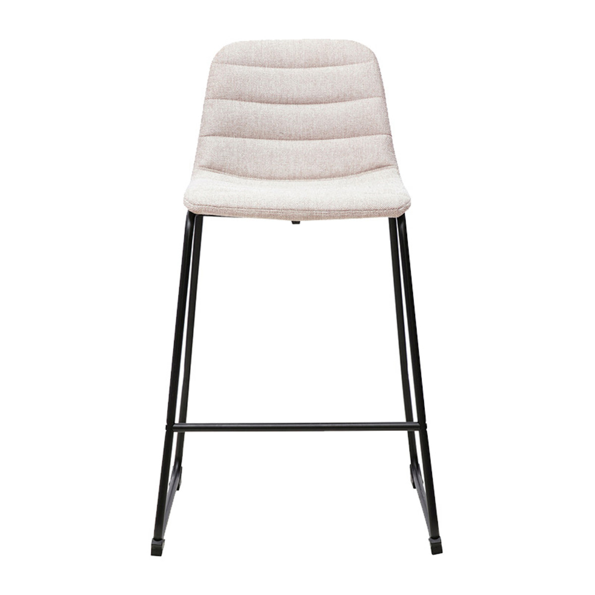 Tabourets de bar en tissu effet velours texturé beige et métal H64 cm (lot de 2) SAURY