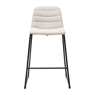 Tabourets de bar en tissu effet velours texturé beige et métal H64 cm (lot de 2) SAURY
