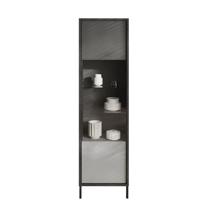 Jules - vitrine - 1 porte - 55x203 cm - Gris