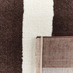 Tapis intérieur rayures marron et blanc PABLO