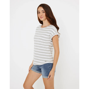 Camiseta Manga Corta de Rayas Gris - Madonna