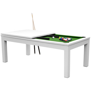 Table de Billard Eddie convertible blanche tapis vert