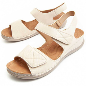 Sandalia de cuña - Beige - Altura: 3 cm