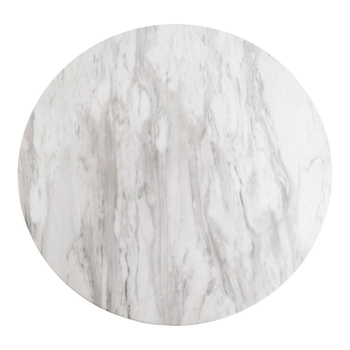 Tavolo da pranzo Bolzano con piano effetto marmo e base ottone, ø70×75 cm