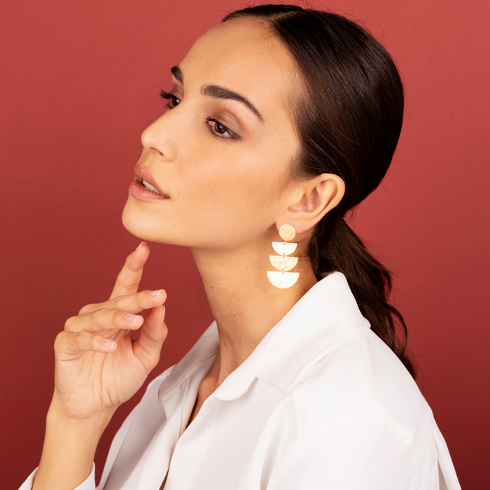 Orecchini Pendenti Graduati con Disco e Mezzelune