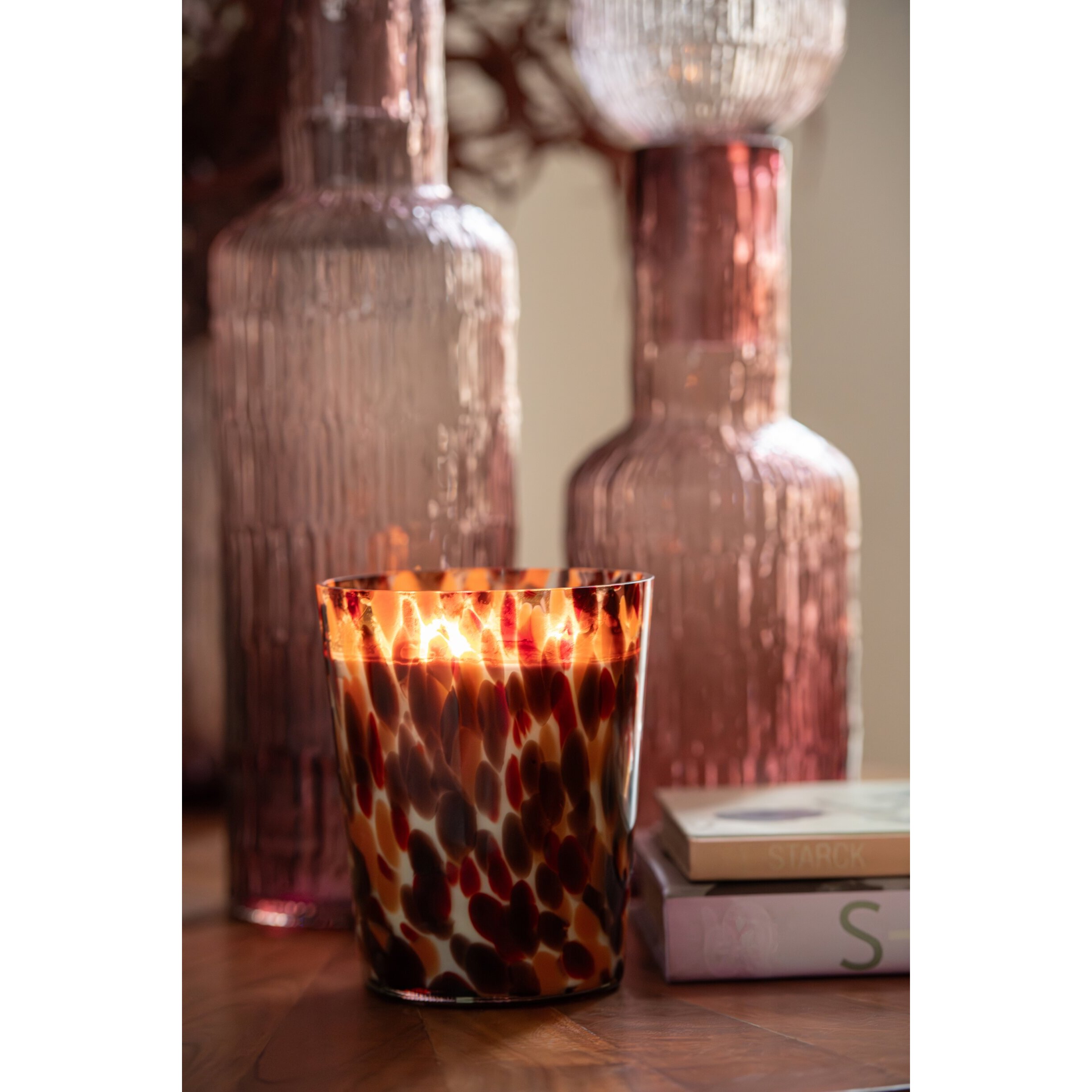 J-Line bougie parfumée Noa - Magnificent Birch - verre -rouge - medium - 68H