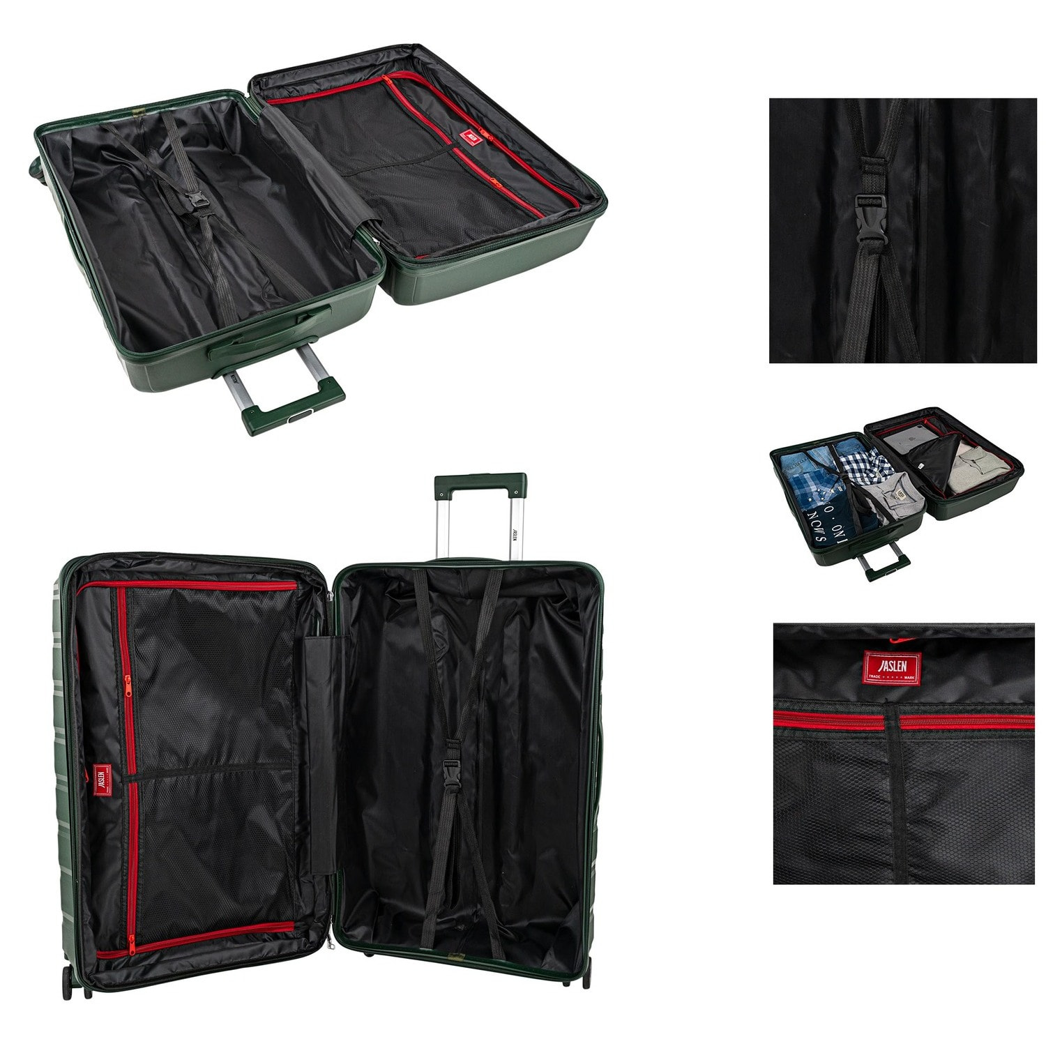 Juego De Maletas Rígidas Pp Jaslen Varese Verde