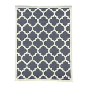 Tapis Kihe gris et blanc motif géométrique