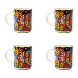 Set 4 mug Excelsa Acapulco, porcellana multicolore