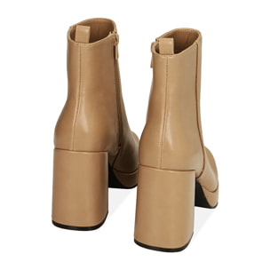 Botines beige, tacón 9,5 cm.