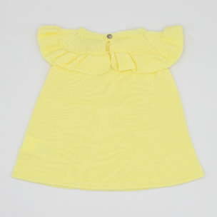 VESTIDO PUNTO AMARILLO VOLANTE