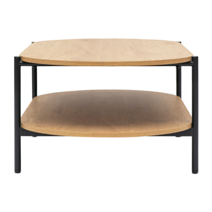 Table basse ovale finition bois clair chêne et métal L115 cm BRUNA