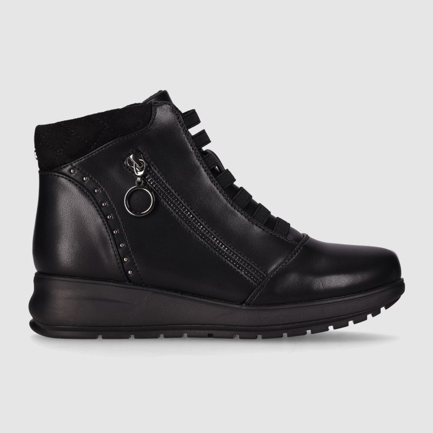 Botines de Piel Sintética - Negro - Tacón: 3 cm