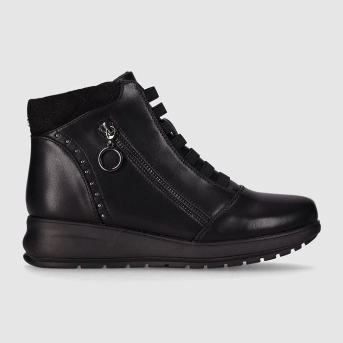 Botines de Piel Sintética - Negro - Tacón: 3 cm