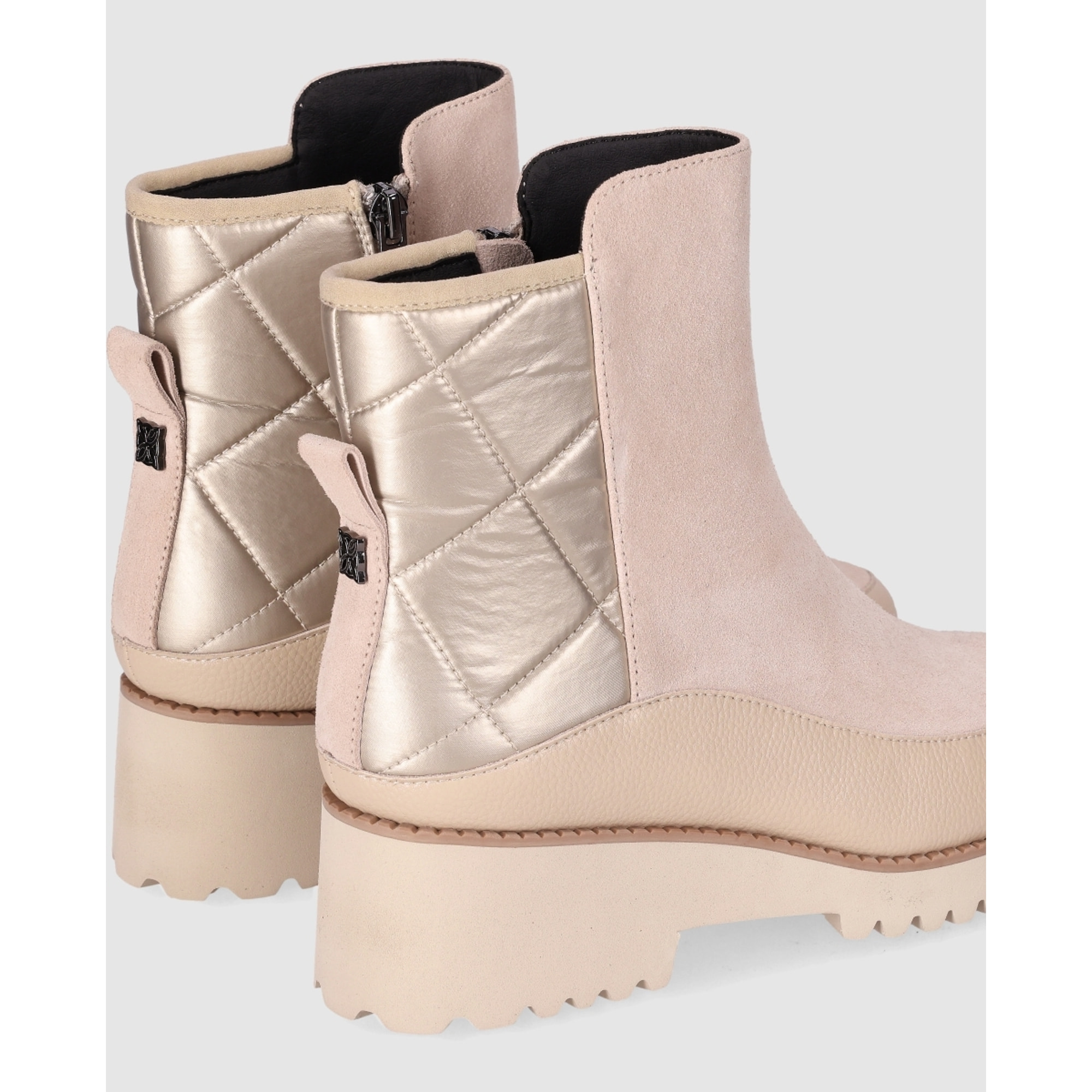 Botines de Serraje - Taupe - Tacón: 5 cm