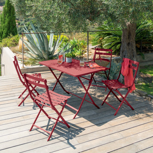 Table de jardin pliante rectangulaire "Greensboro" groseille 4 places en acier traité époxy