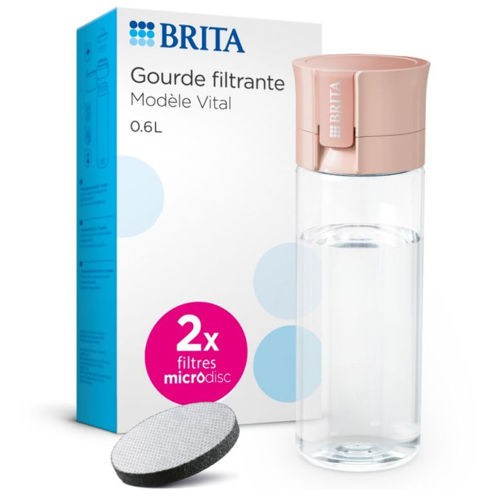 Gourde filtrante BRITA filtrante Vital abricot + 2 filtres à eau