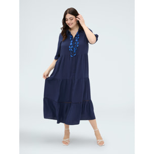 Fiorella Rubino - Vestido largo camisero en viscosa - Azul