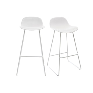 Tabourets de bar design blancs H65 cm (lot de 2) ELLA