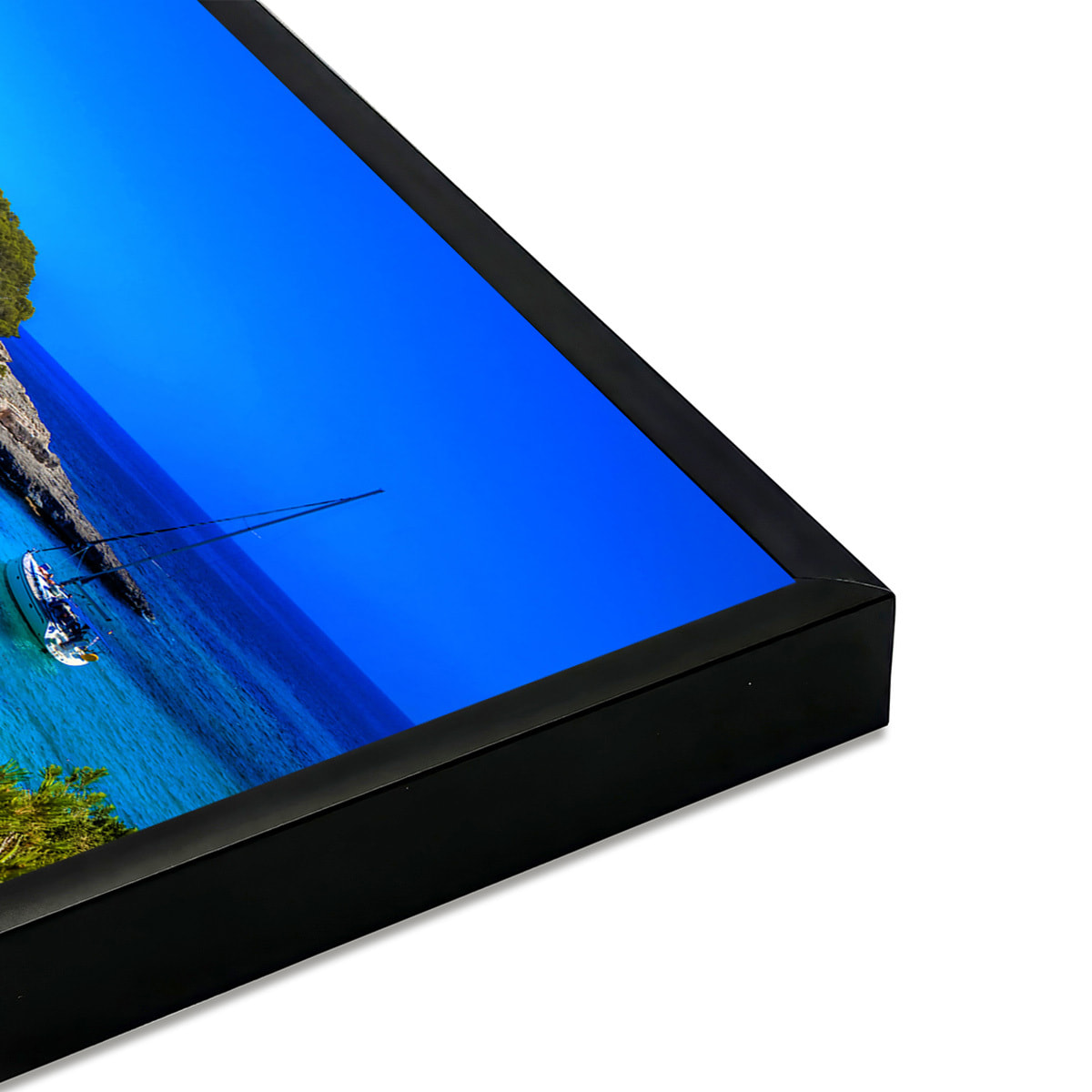 Affiche encadrée crique méditerranéenne turquoise Affiche + cadre en métal - Noir