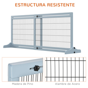 Barrera de Seguridad para Perros Extensible Barrera para Perros en Casa de Madera para Puerta Escalera Pasillo 104-183x36x69 cm Gris