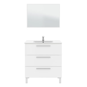 Mueble baño alise 3c 80cm color blanco brillo con espejo, sin lavabo