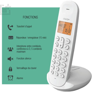 Téléphone sans fil LOGICOM Iloa Solo Répondeur Blanc