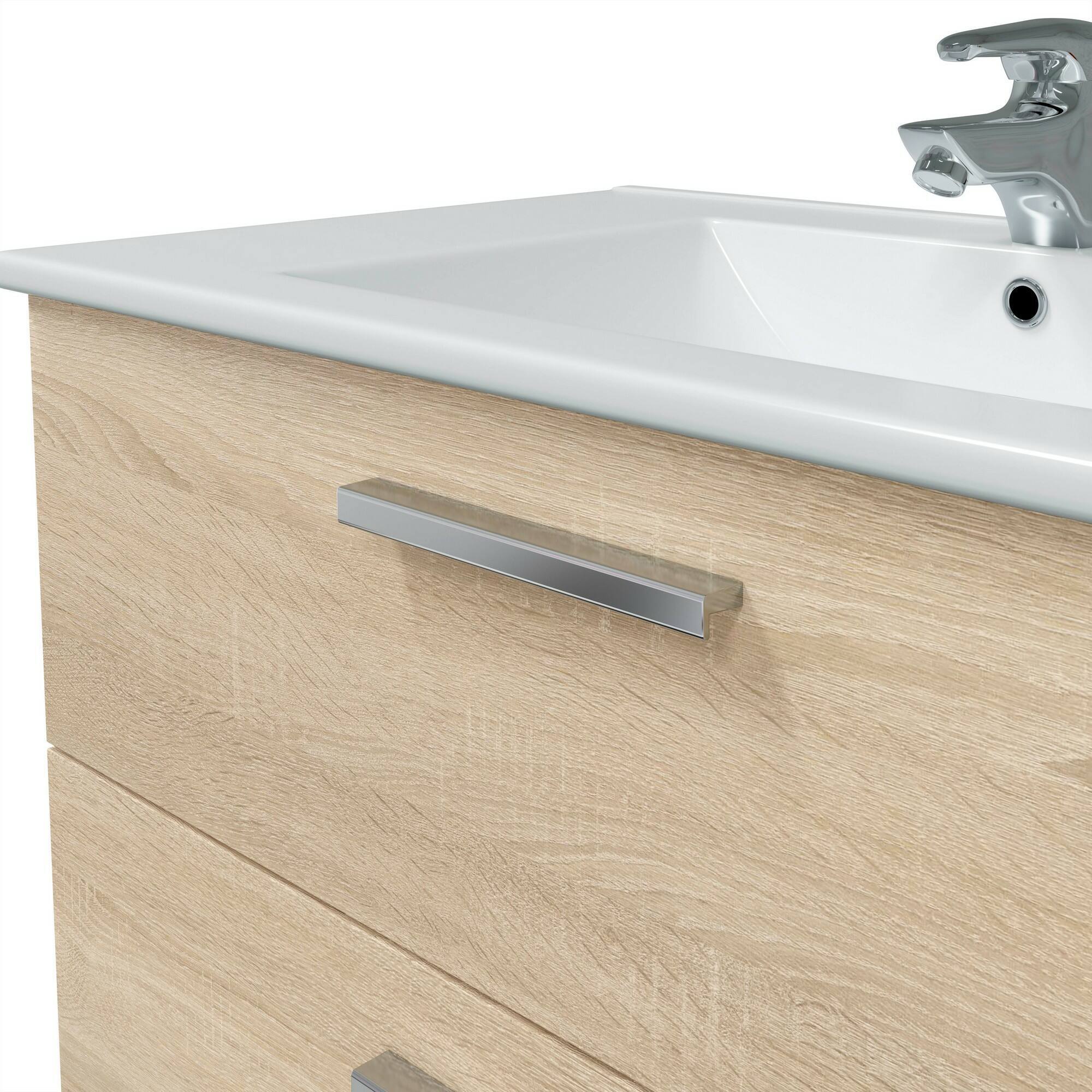 Mobile sottolavabo Felix, Mobiletto da bagno, Contenitore porta lavabo, Armadio per lavandino, 80x45 h50 cm, Rovere