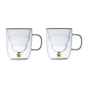 Tasses double paroi etoile doree 250ml - lot de 2