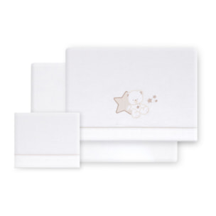 Triptico Minicuna Franela Osito Sentado Bco/Beig