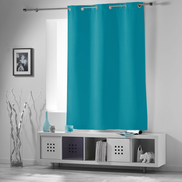 Rideau court obscurcissant 90 % adapté radiateur - Turquoise