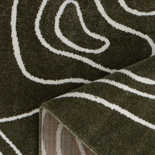 SANTAL - Tapis de salon vert à motif floral