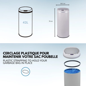 Poubelle automatique inox SOHO blanc 42L