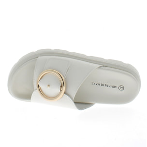 Armata di Mare Scarpe Donna Ciabatte con Fibbia in Metallo AMD S51H01 White