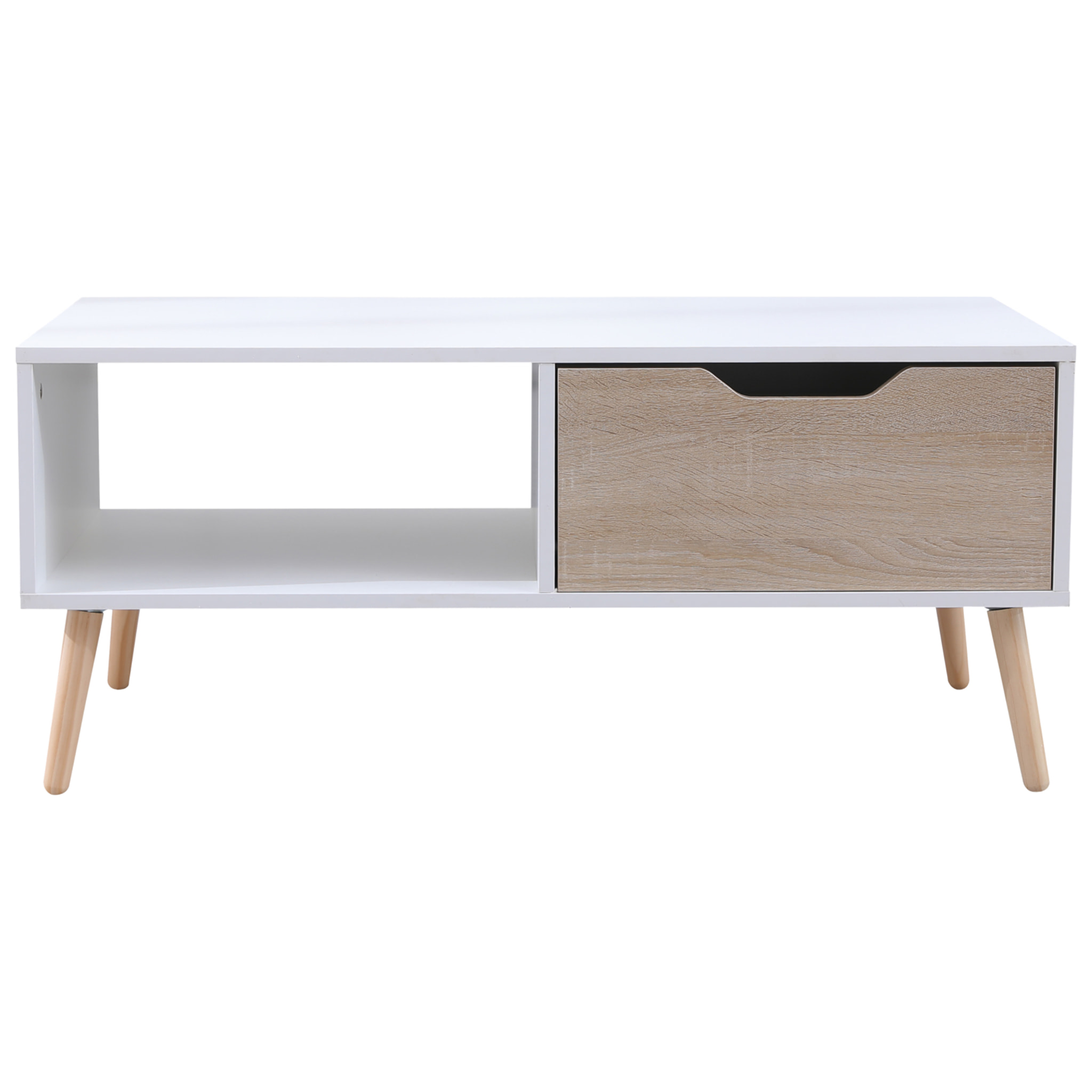 Table basse avec tiroir style scandinave blanche FREJA