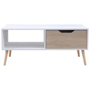 Table basse avec tiroir style scandinave blanche FREJA