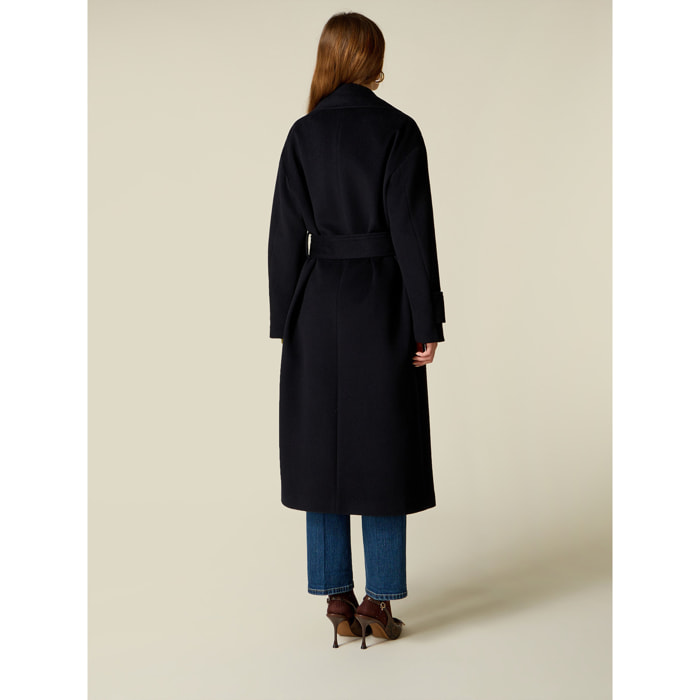 Oltre - Cappotto doppiopetto misto lana - Blu