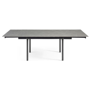 Table extensible céramique gris laqué 180/260cm - 8 piètements - UNIK