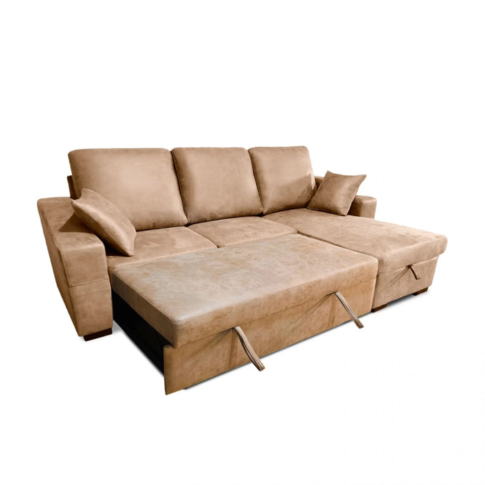 Sofá cama con chaiselongue reversible 4 plazas Edna Piedra